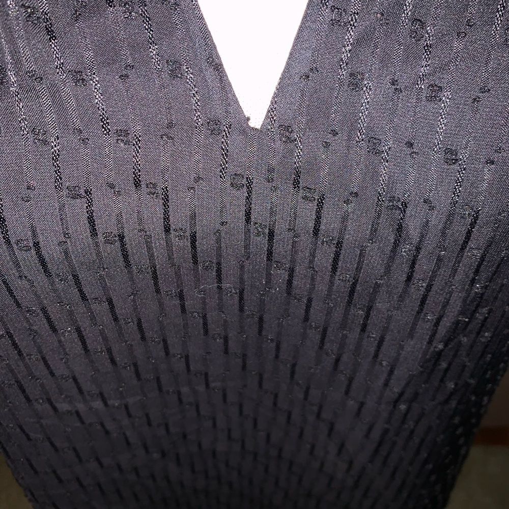 NWOT Kaari Blue Black Textured Ruffle-Sleeve Blouse - Picture 4 of 7